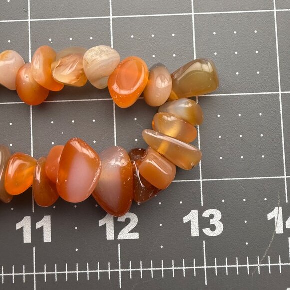 Carnelian‎ Chunky Beaded Necklace Polished Semiprecious Gemstone Orange Gradient - Picture 6 of 8